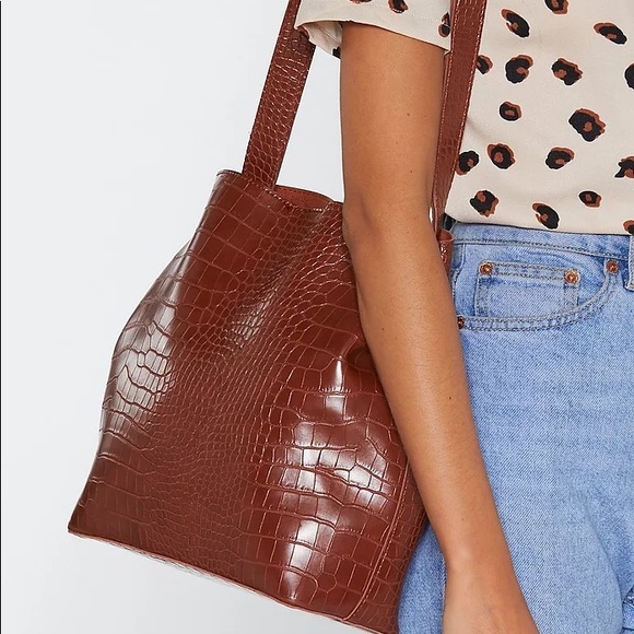 Nasty Gal Handbags - Faux Leather Croc Tote